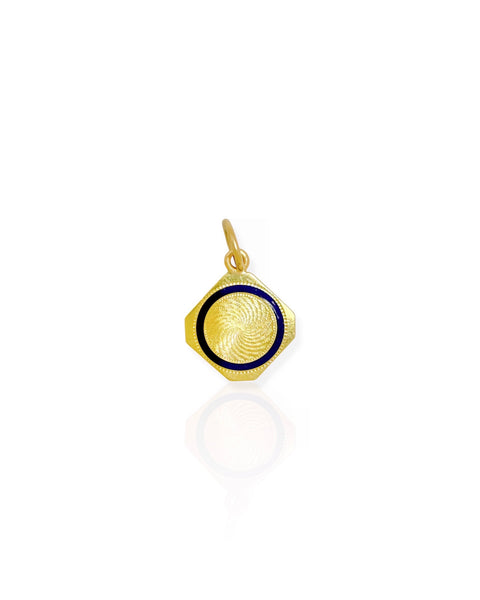 14k Gold Stamped Enamel Square Charm
