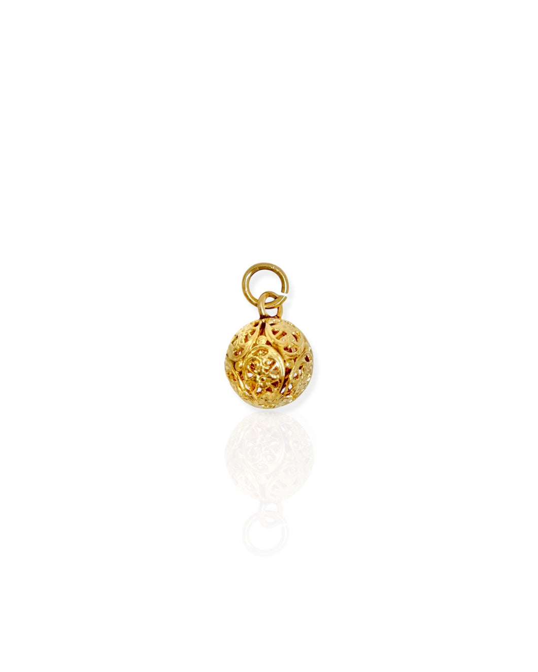 14k Gold Filigree Ball Charm