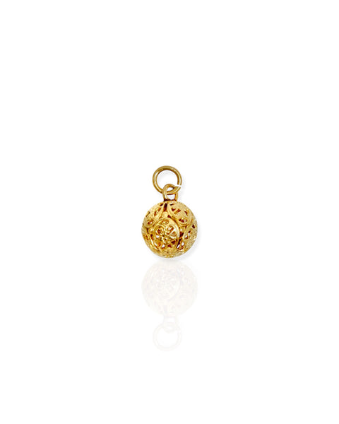 14k Gold Filigree Ball Charm