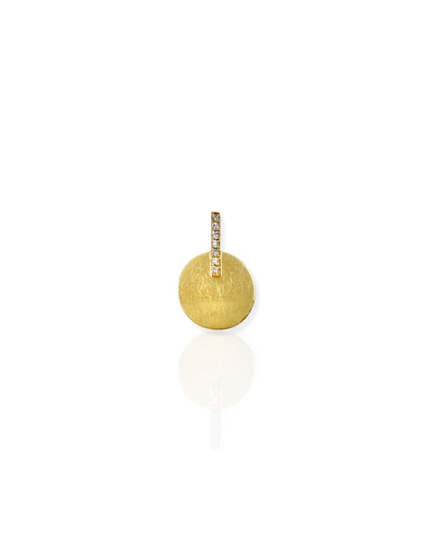 14k Gold Circle Tag with Diamond Bail Charm