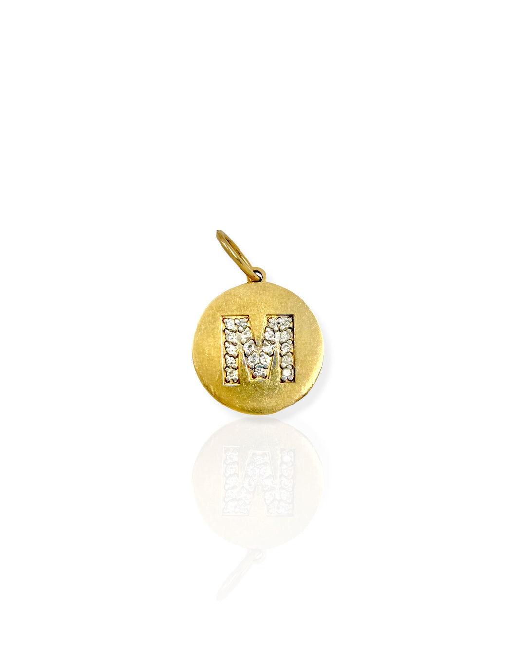 14k Gold Diamond Letter M Charm