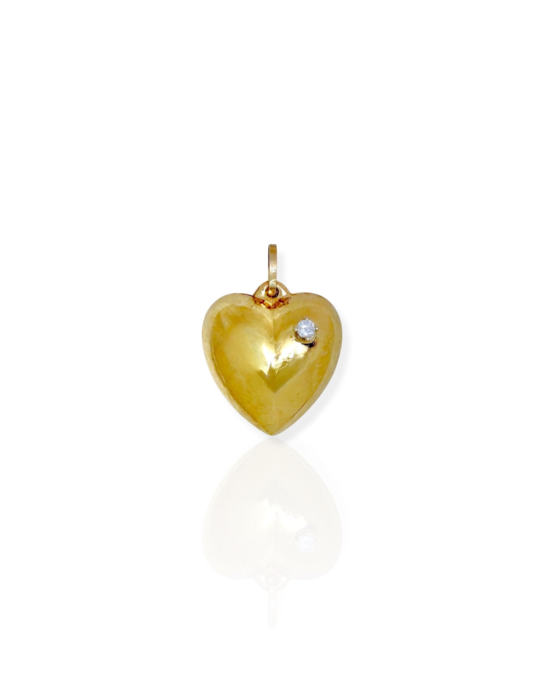 14k Gold Puffy Heart Charm
