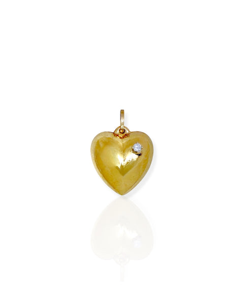 14k Gold Puffy Heart Charm