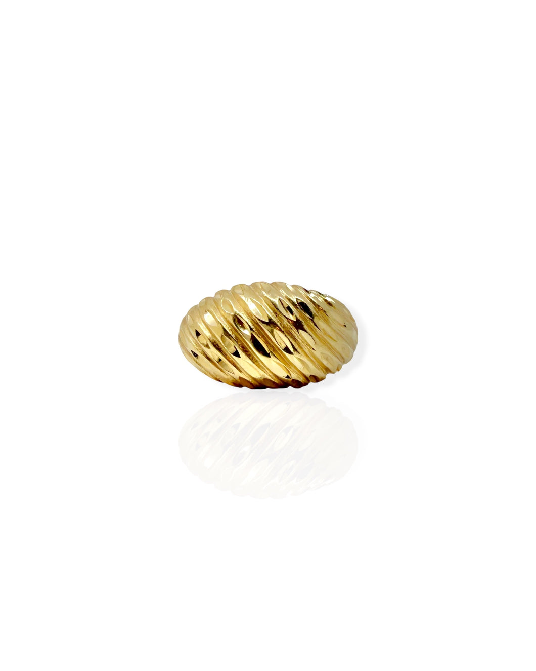 14k Gold Fluted Dome Ring (7.25)