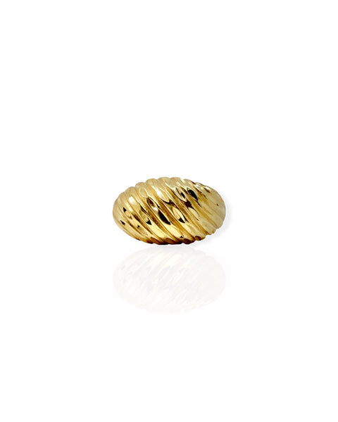 14k Gold Fluted Dome Ring (7.25)