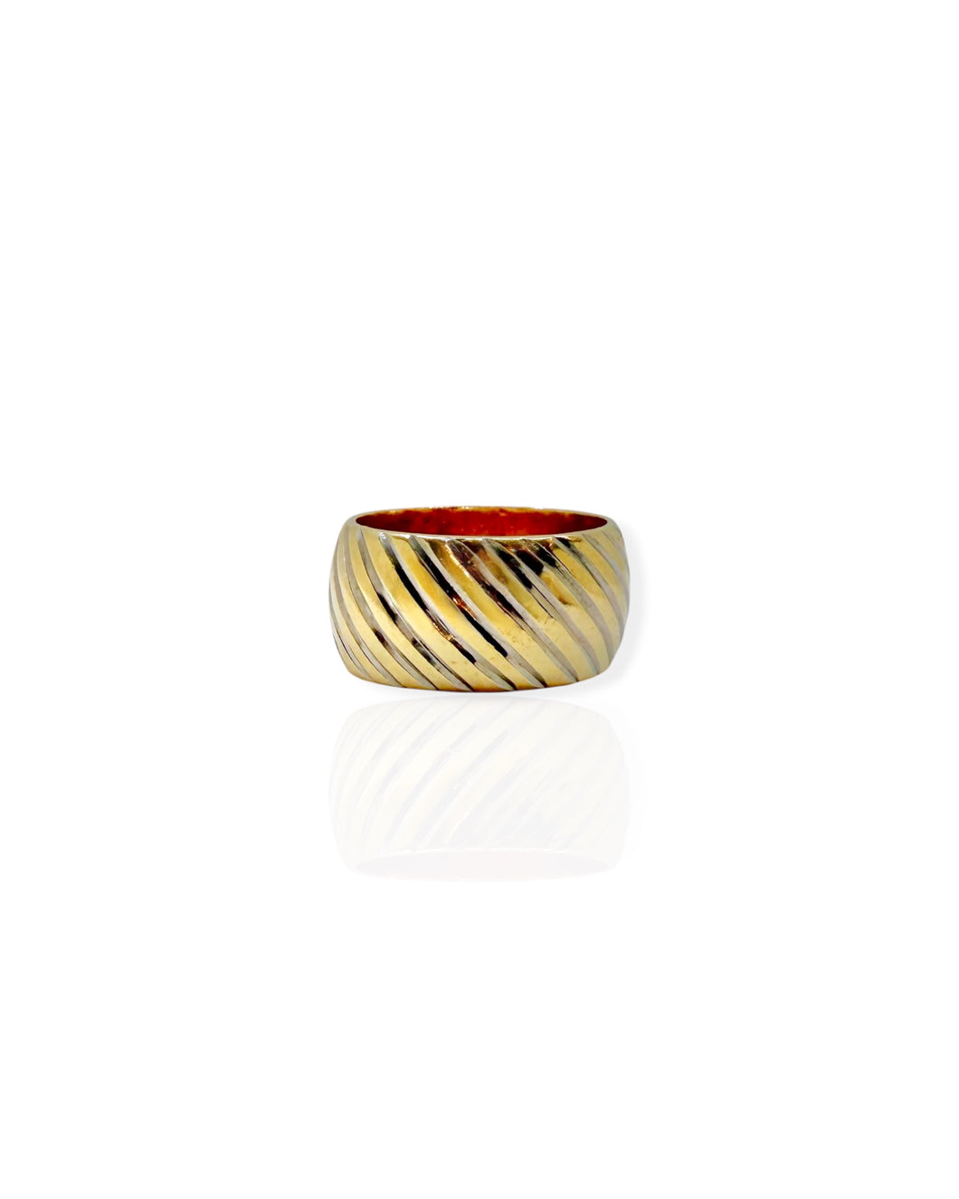14k Gold Striped Wide Ring (5)
