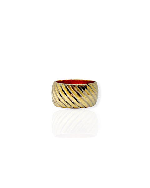 14k Gold Striped Wide Ring (5)