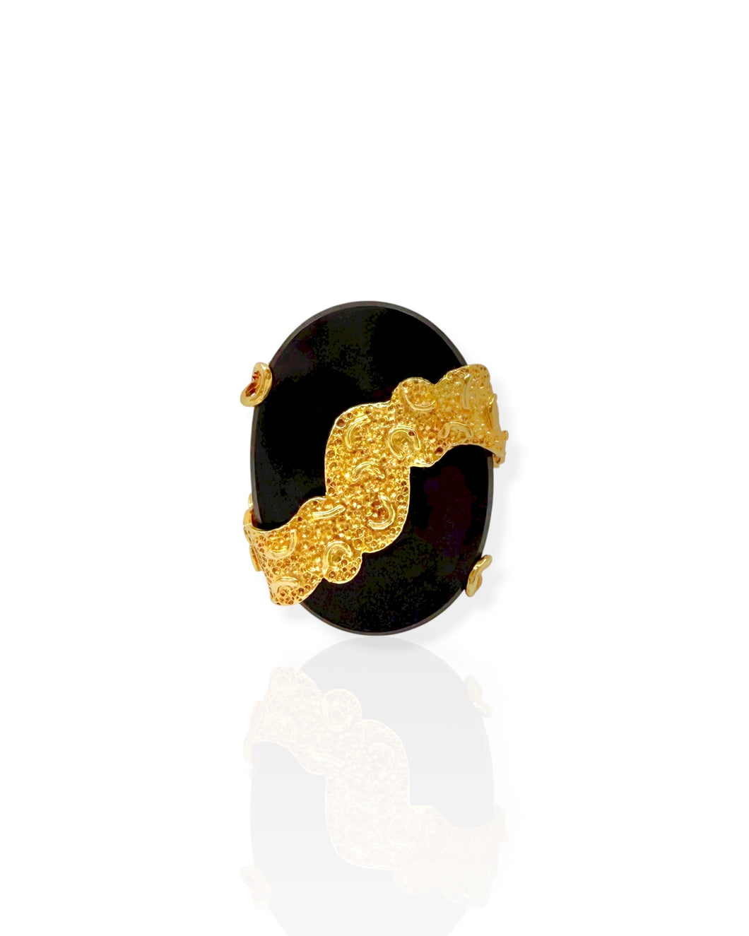 18k Gold Onyx Stripe Ring (8.5)