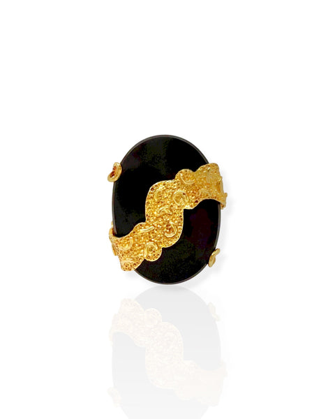 18k Gold Onyx Stripe Ring (8.5)