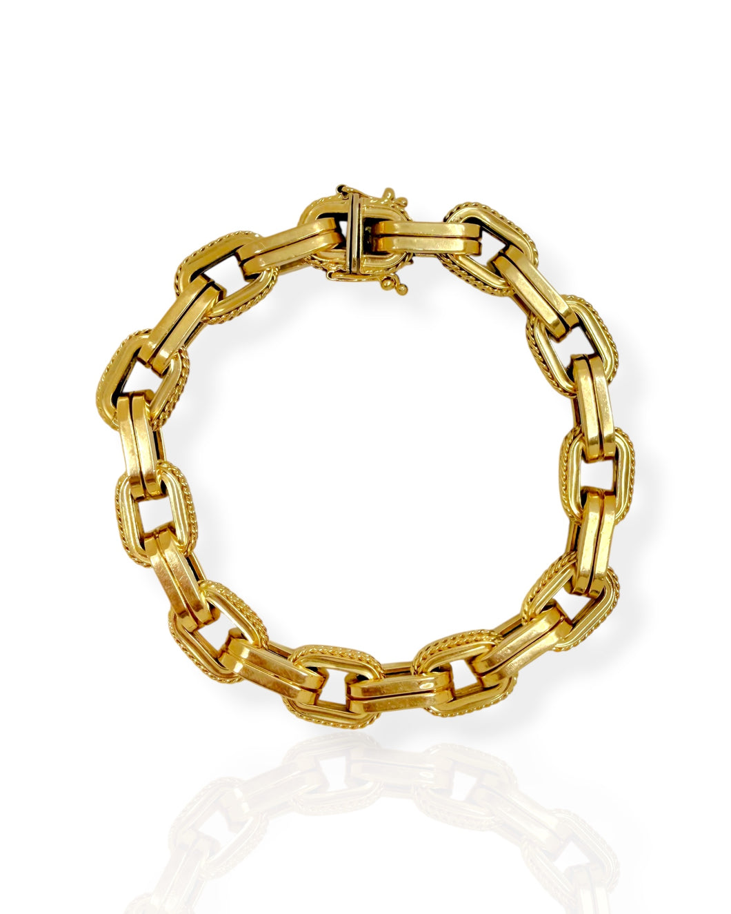 18k Gold Textured Chain Bracelet (8.25
