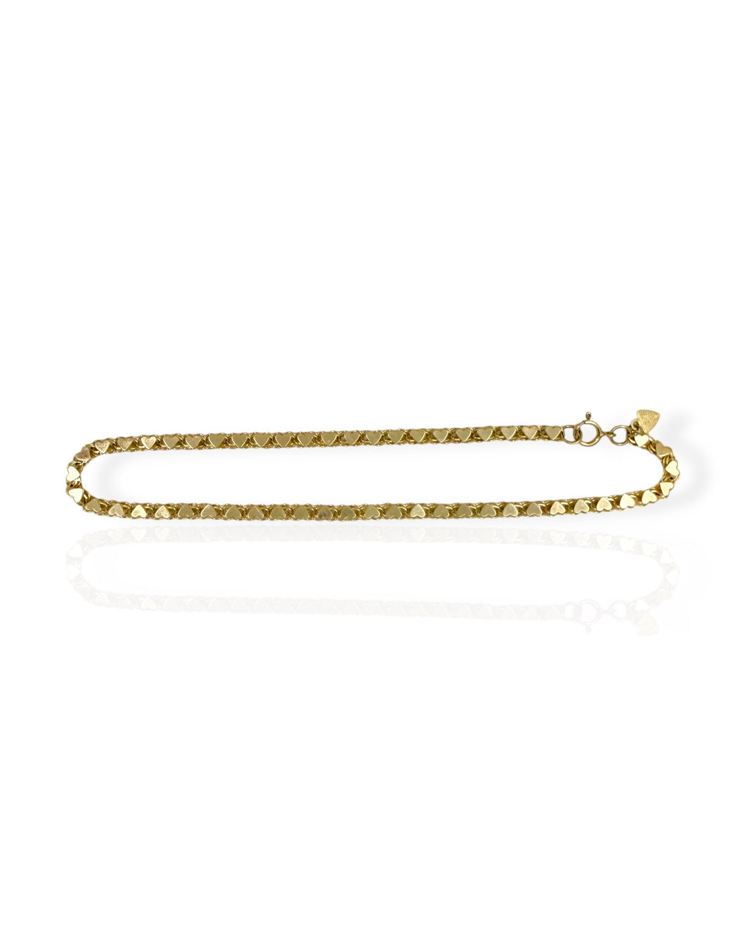 14k Gold Heart Chain Bracelet/Anklet (10.25