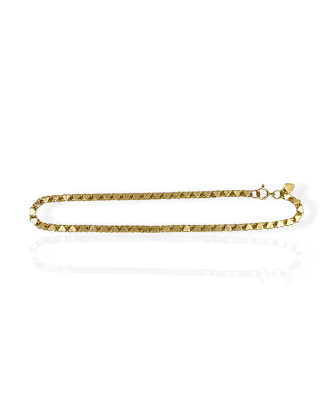 14k Gold Heart Chain Bracelet/Anklet (10.25