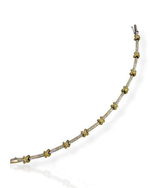 18k White Gold Diamond X Station Bracelet (7.25