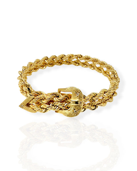14k Gold Double Rope Buckle Bracelet (adjustable)