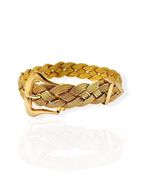 14k Gold Woven Buckle Bracelet (adjustable)