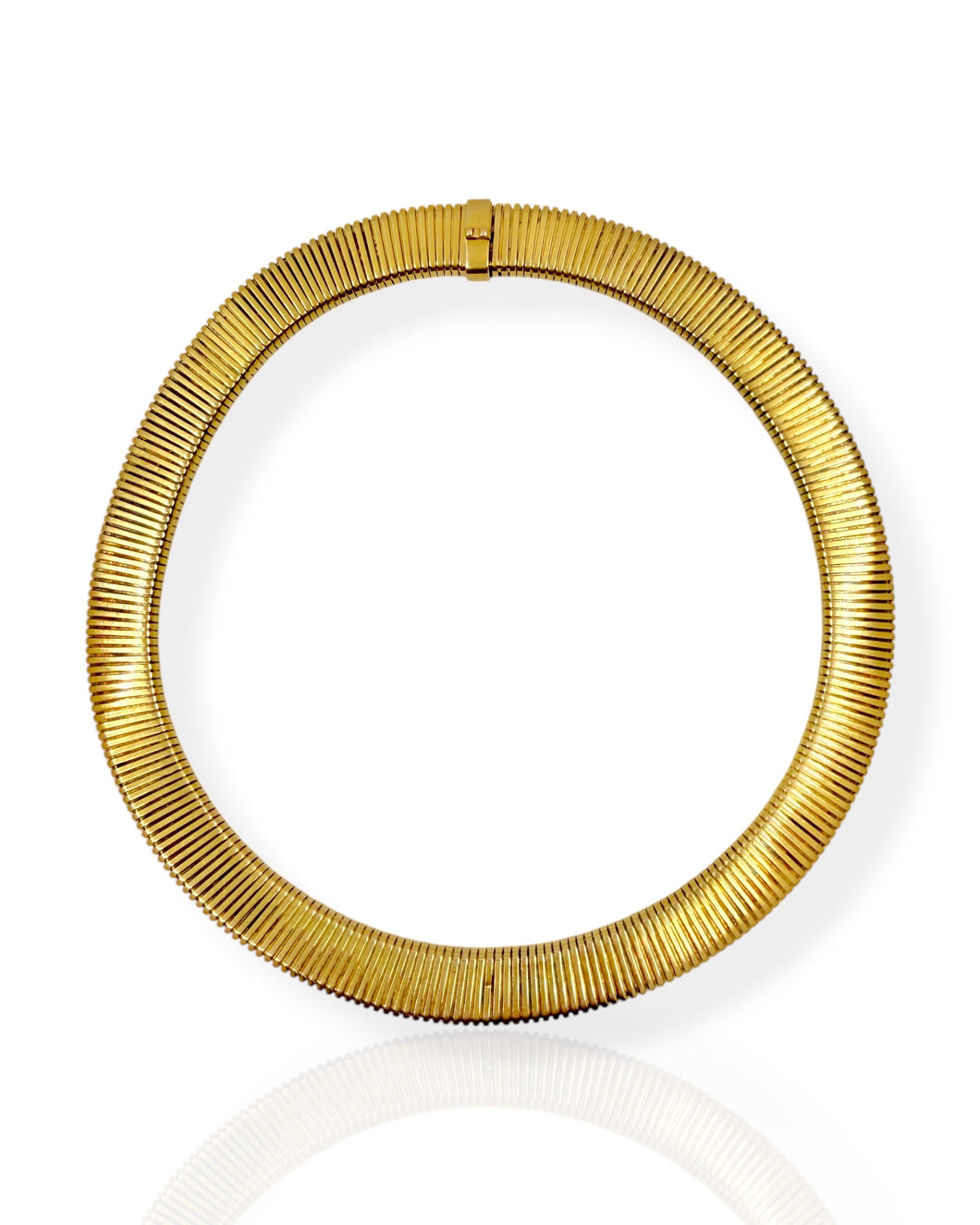 18k Gold Tubogas Choker Necklace/Double Wrap Bracelet (13.5