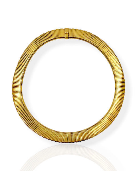 18k Gold Tubogas Choker Necklace/Double Wrap Bracelet (13.5