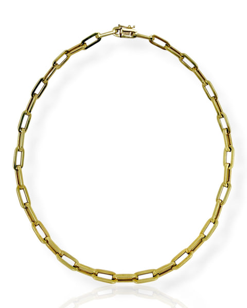 14k Gold Paperclip Chain Necklace (18