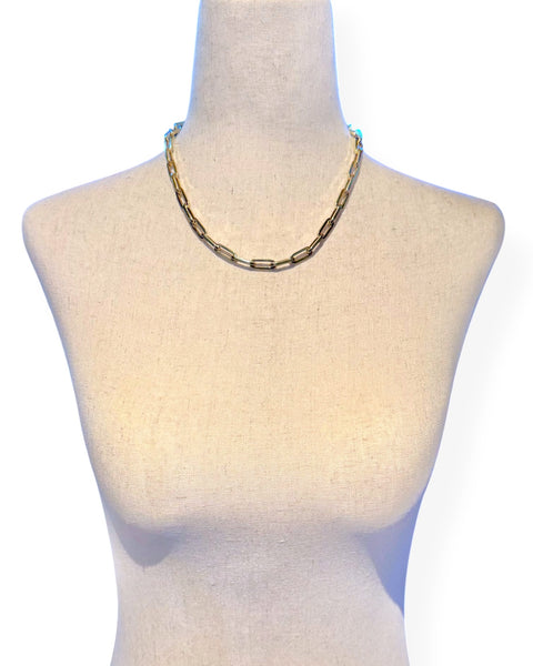14k Gold Paperclip Chain Necklace (18")