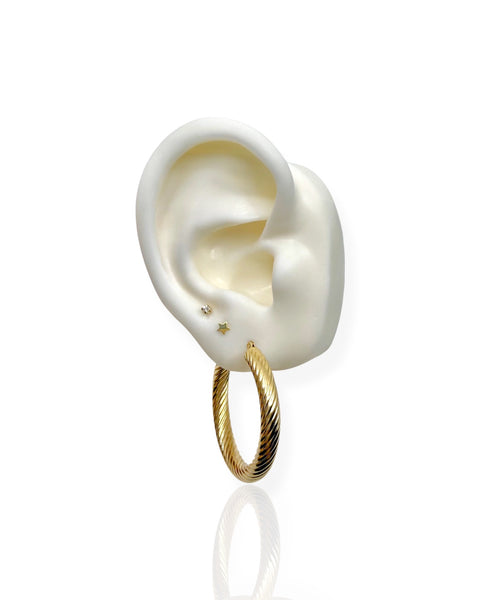 14k Gold Twist Hoop Earrings