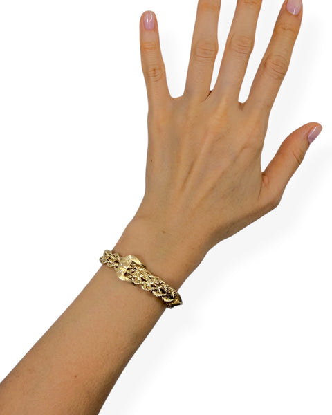 14k Gold Double Rope Buckle Bracelet (adjustable)