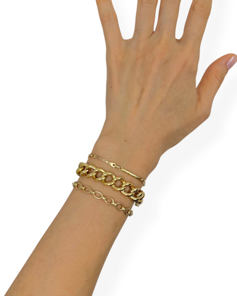 18k Gold Puffy Curb Chain Bracelet (8")