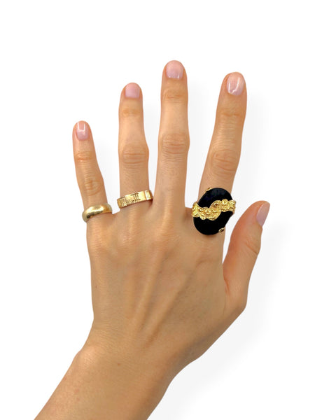 18k Gold Onyx Stripe Ring (8.5)