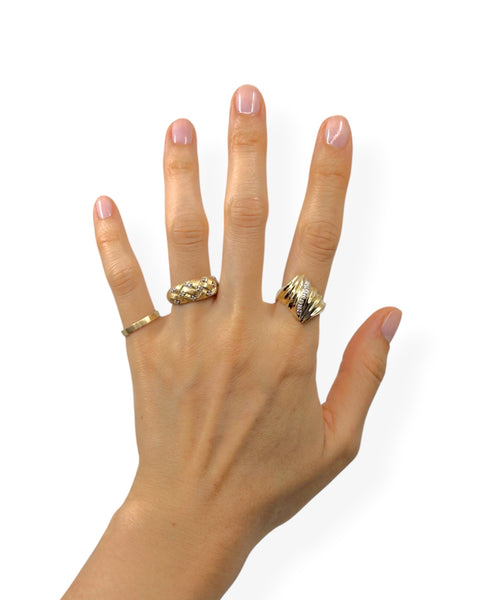 14k Gold Diamond Fluted Ring (7.5)