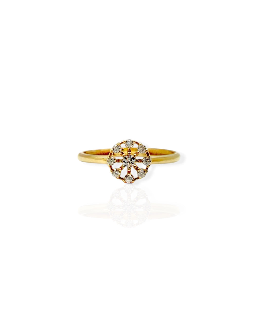 14k Gold CZ Flower Ring (7.25)