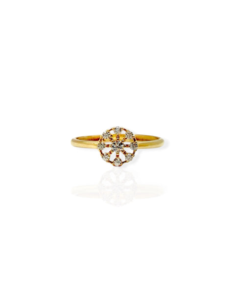 14k Gold CZ Flower Ring (7.25)