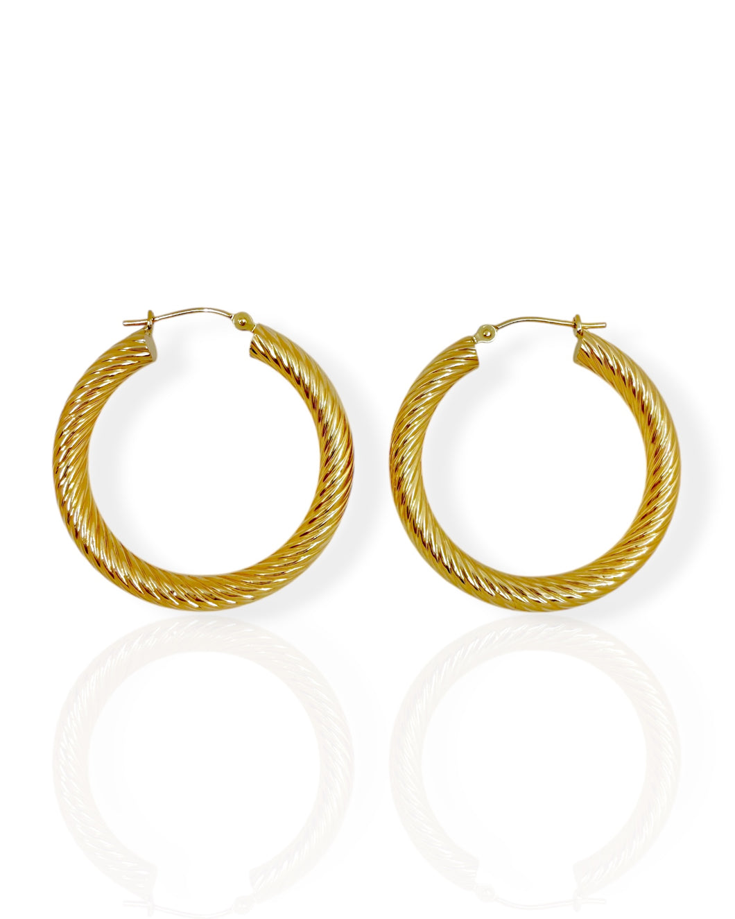 14k Gold Twist Hoop Earrings