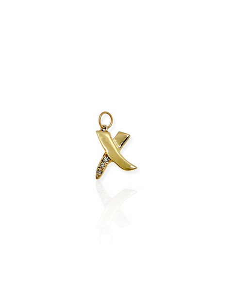 14k Gold Diamond X Charm