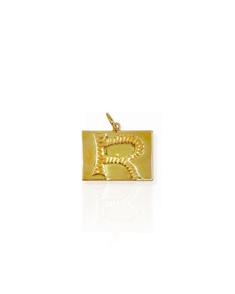 14k Gold Letter R Charm