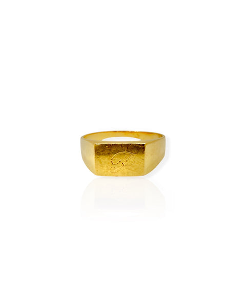 18k Gold Letter P Signet Ring (8.5)