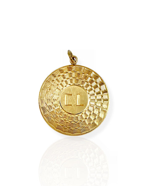 14k Gold Fluted CL Circle Charm