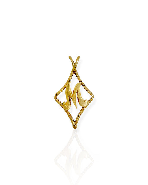 14k Gold Letter M Charm