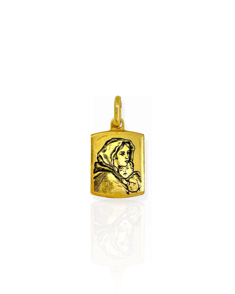 18k Gold Madonna and Child Charm