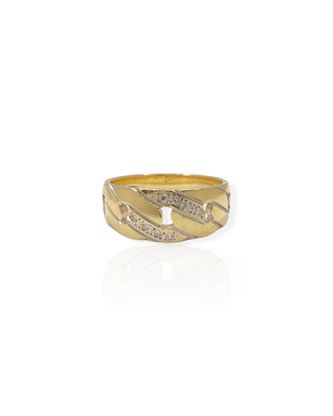 14k Gold Diamond Curb Chain Ring (10)
