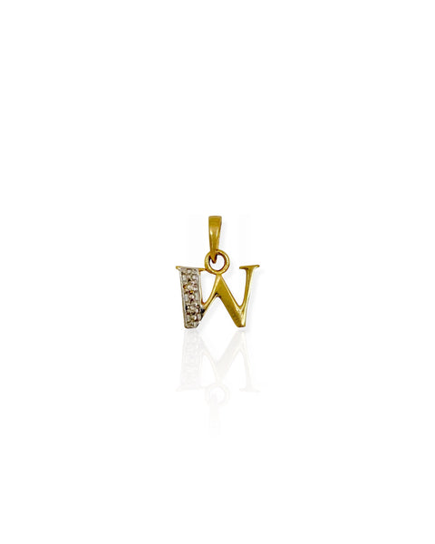 14k Gold Letter W Charm