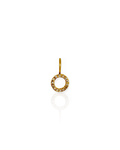 14k Gold Diamond Letter O Charm