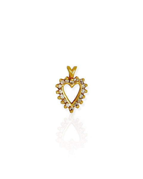 14k Gold Diamond Heart Charm