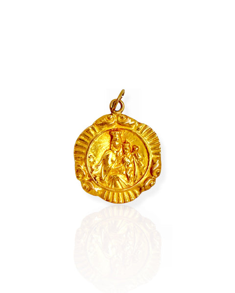 18k Gold Madonna and Child Charm
