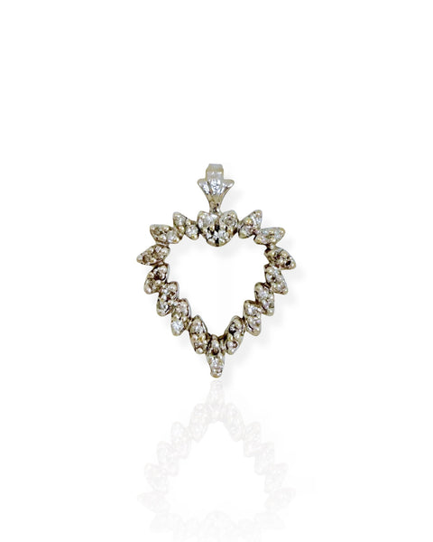 14k White Gold Diamond Heart Charm