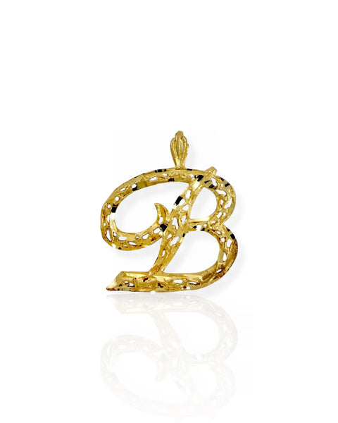 14k Gold Letter B Filigree Charm