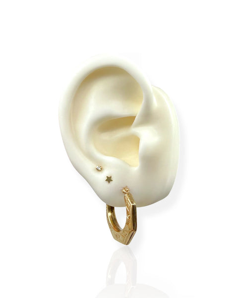 14k Gold Octagon Hoop Earrings