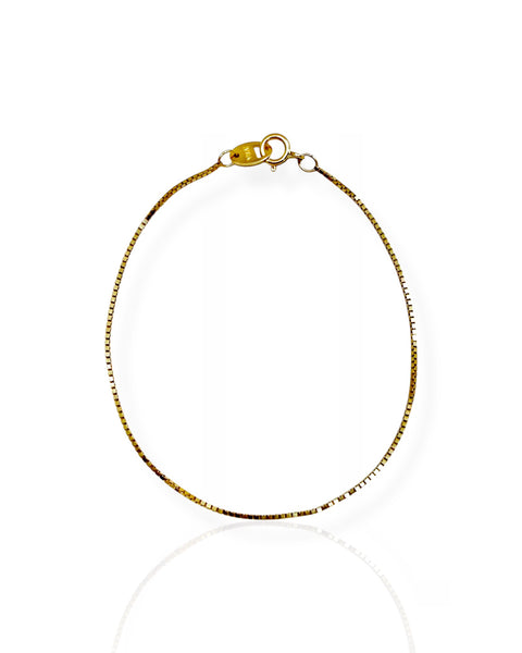 14k Gold Box Chain Bracelet (6.625