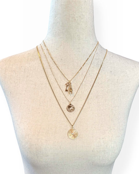 14k Gold Engine Turned Circle Charm