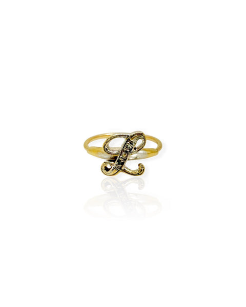 14k Gold Diamond Letter L Ring (1.75)