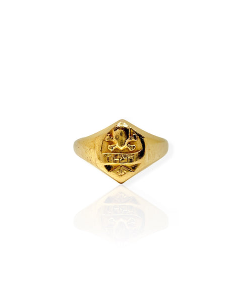 14k Gold Skull and Bones Ring (4.5)