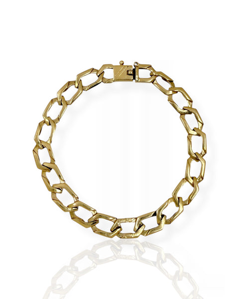 14k Gold Elongated Hexagon Bracelet (7